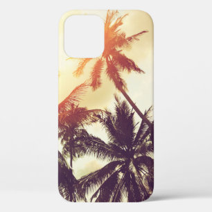 Tropical beach background with palm trees silhouet iPhone 12 case