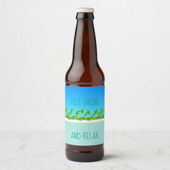 Tropical Beach Beer Bottle Label (Front)