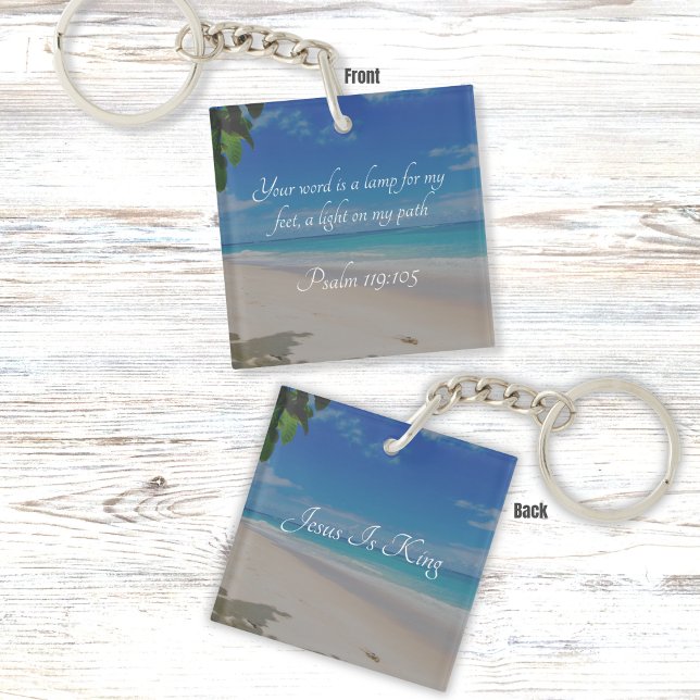 Tropical Beach Bible Verse Psalm 119:105 Keychain (Creator Uploaded)