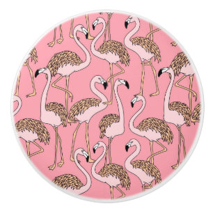 Tropical Beach Bird Pink Flamingo Ceramic Knob