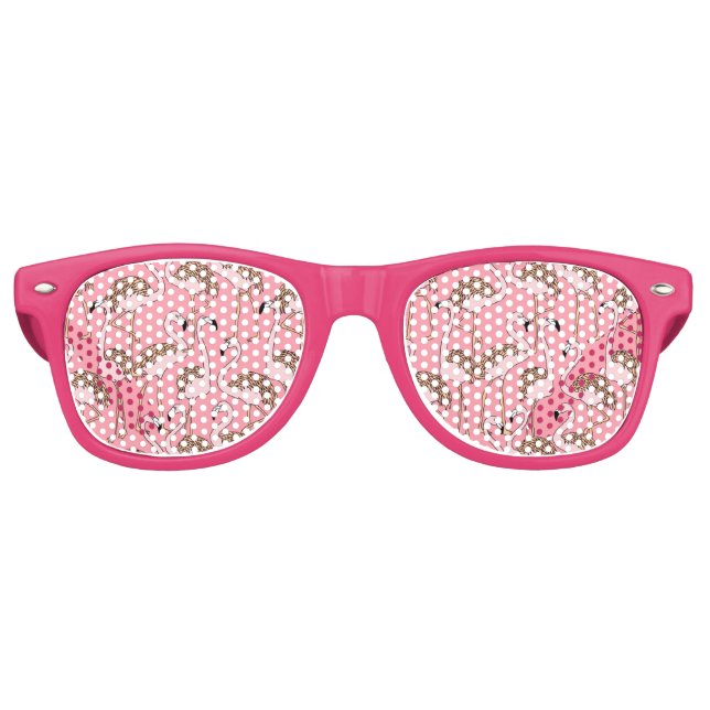 Tropical Beach Bird Pink Flamingo Retro Sunglasses (Front)