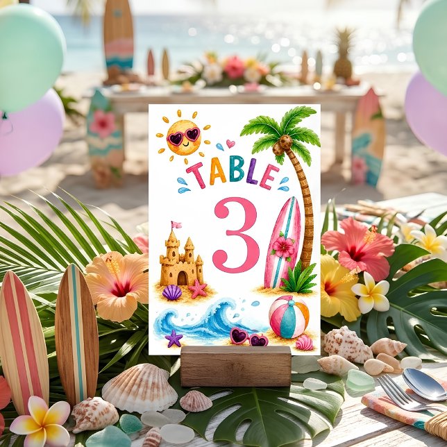 Tropical Beach Birthday Party  Table Number (Creator Uploaded)