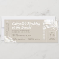 Tropical Beach Boarding Pass Pink Birthday Trip