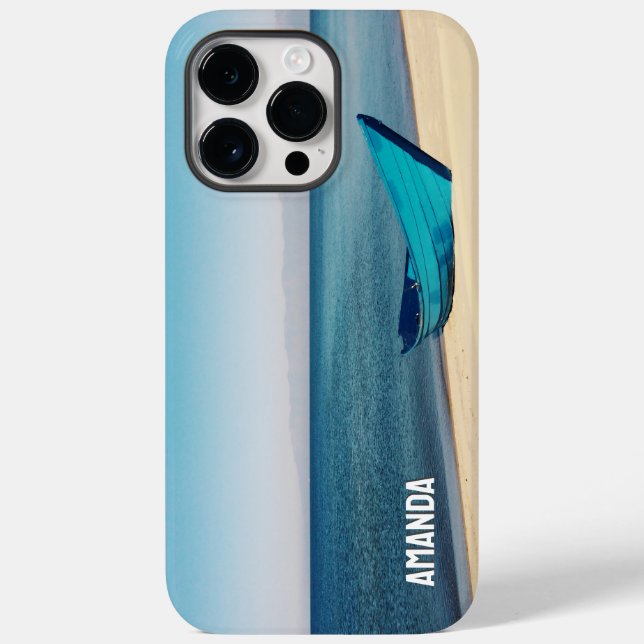 Tropical Beach Boat Sea Coast Relaxing Custom Name Case-Mate iPhone Case (Back)