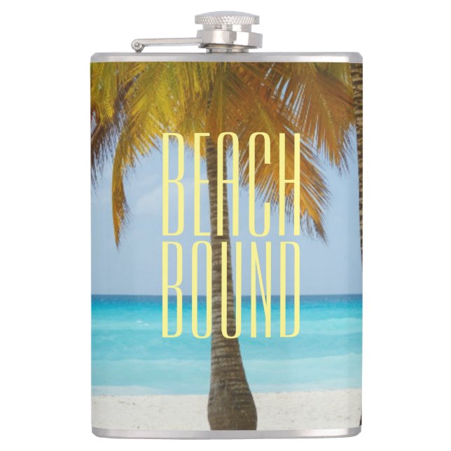 Tropical Beach Bound Hip Flask (Front)