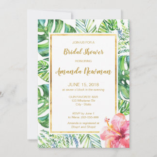 Tropical Beach Bridal Shower Invitation
