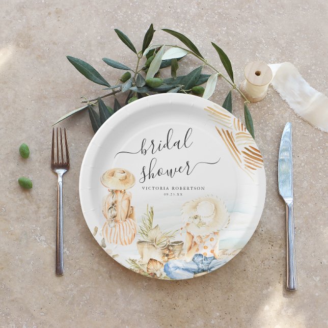 Tropical Beach Bridal Shower Paper Plate (Creator Uploaded)