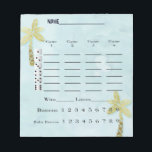 Tropical Beach Bunco Score Pad<br><div class="desc">Fun Bunco score pad or score sheet for your tropical beach Bunco themed event. Score sheet features a blue water colour background with gold palm trees. Easy to read and easy to score. Circle your Bunco's and Baby Bunco's. Look for matching table cards.</div>