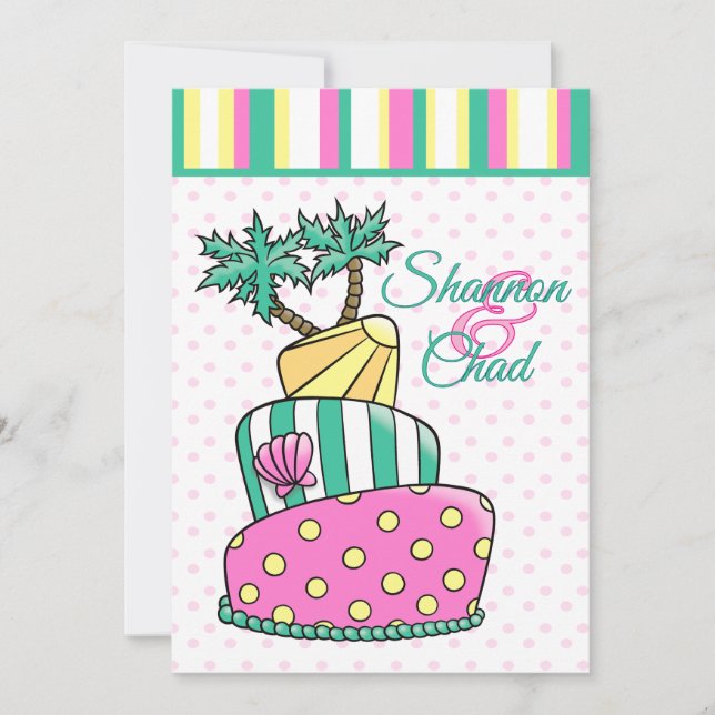 Tropical Beach Cake Invitation (Front)