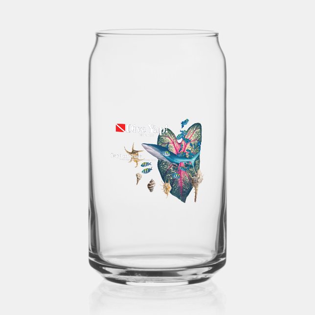 Tropical Beach Can Glass (Front)