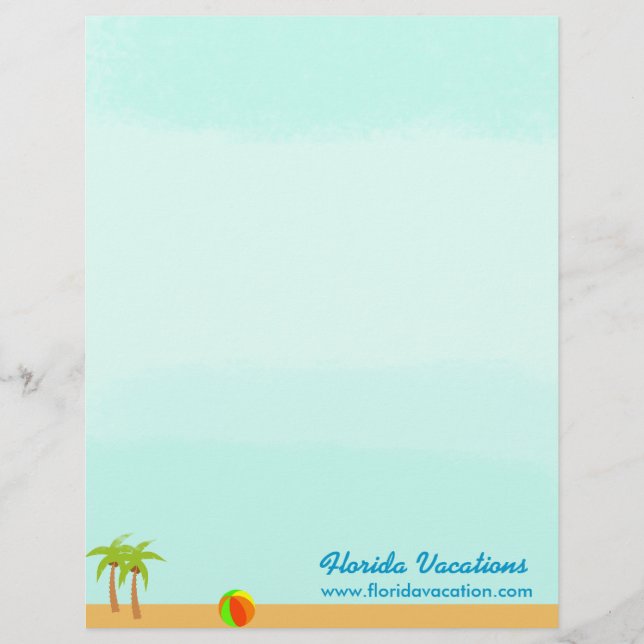Tropical Beach Caribbean Vacation template Letterhead (Front)