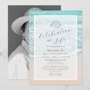 Tropical Beach Celebration of Life Funeral Invitation