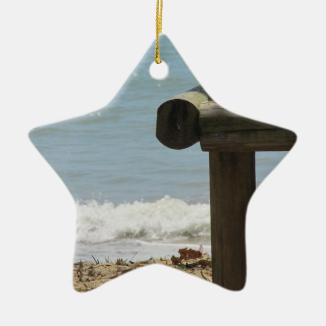 Tropical Beach Ceramic Ornament (Front)