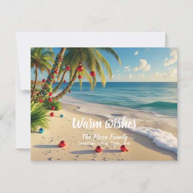 Tropical Beach Christmas Card – Custom Family card (Front)
