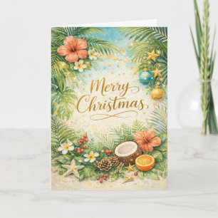 Tropical Beach Christmas  Holiday Card