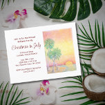 Tropical Beach Christmas in July Party Invitation Postcard<br><div class="desc">Festive Christmas in July party postcard invitation with a script typography and tropical beach design with palm trees at sunset. With red customizable lettering,  you can add your own text. A great way to add a touch of summer to your holiday celebration.</div>