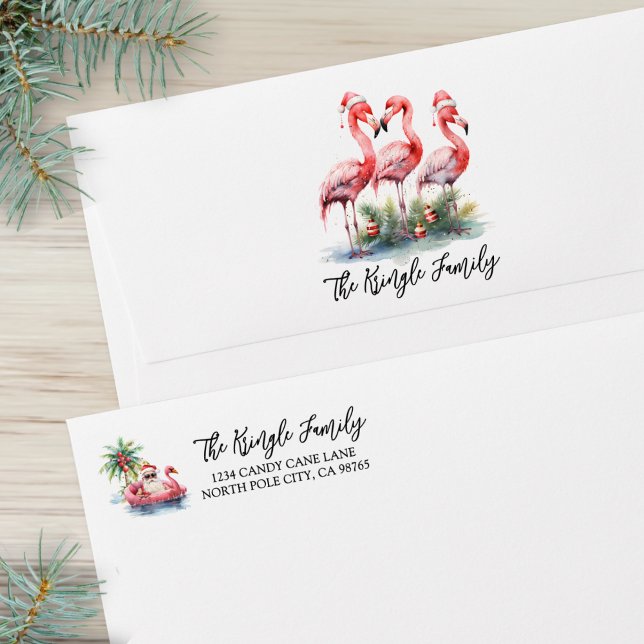 Tropical Beach Christmas Return Address Card Envelope (Tropical Beach Christmas Return Address Card envelope)