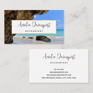Tropical Beach Coast with a Big Rock Business Card