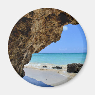 Tropical Beach Coast with a Big Rock Magnet