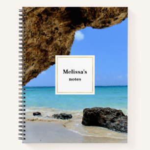 Tropical Beach Coast with a Big Rock Notebook