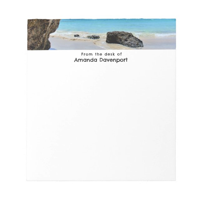 Tropical Beach Coast with a Big Rock Notepad (Front)