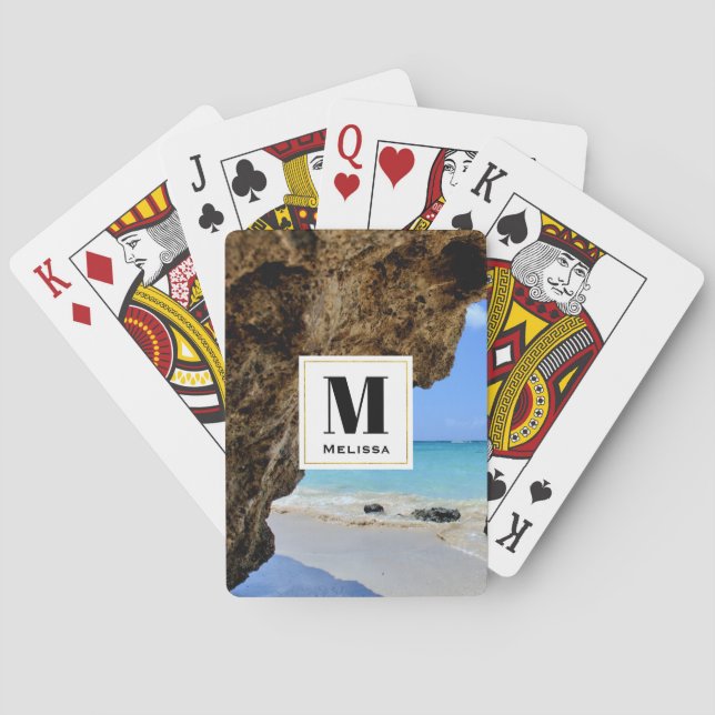 Tropical Beach Coast with a Big Rock Playing Cards (Back)