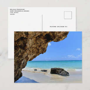 Tropical Beach Coast with a Big Rock Postcard