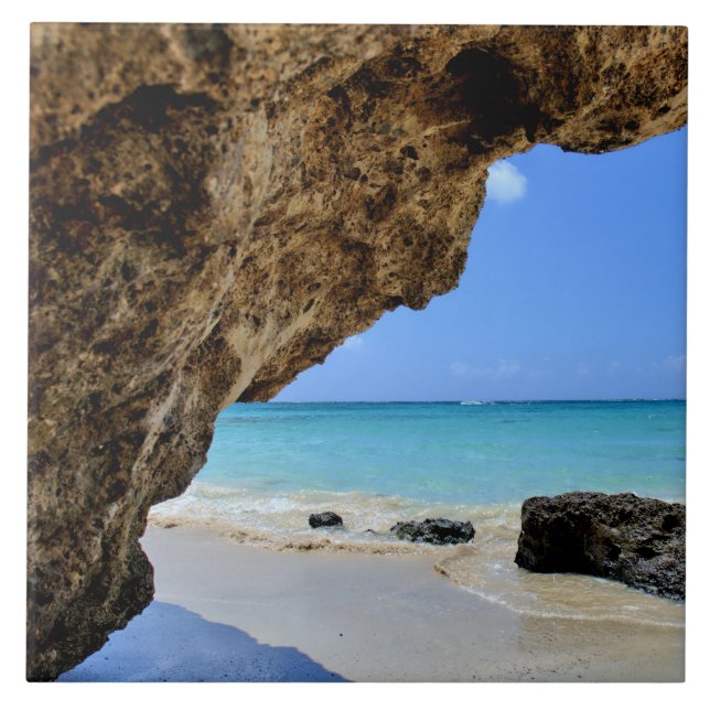 Tropical Beach Coast with a Big Rock Tile (Front)