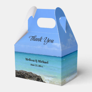 Tropical Beach Coast with a Big Rock Wedding Favor Box