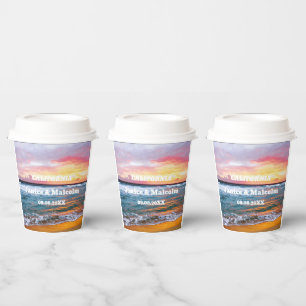 Tropical Beach Coastal Destination Summer Wedding Paper Cups