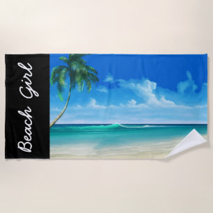 Tropical Beach Coastal Palm Tree Beach Towel