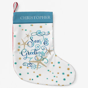 Tropical Beach Coastal SEASons GREETINGS Starfish Small Christmas Stocking