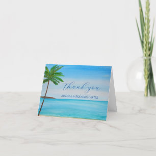 Tropical Beach Coastal Summer Wedding Thank you  Card