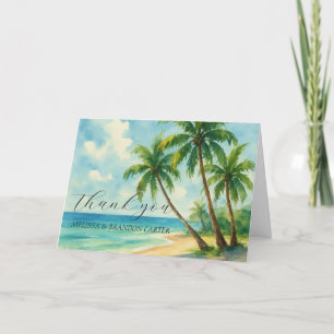Tropical Beach Coastal Summer Wedding Thank you  Card