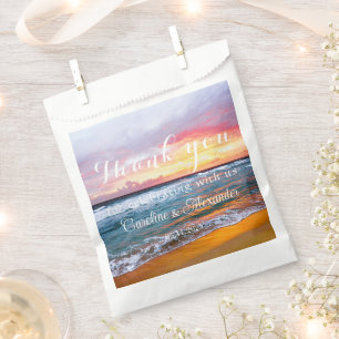 Tropical Beach Coastal Sunset Ocean Wedding Favour Bag