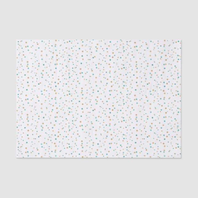 Tropical Beach Coastal Turquoise and Brown Dots Tissue Paper (Front)