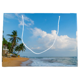 Tropical Beach Coastline and Palms Ocean View Large Gift Bag
