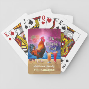 Tropical Beach Cocktail Bar Funny Rooster Chicken Playing Cards