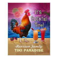 Tropical Beach Cocktail Bar Funny Rooster Chicken