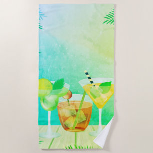Tropical Beach Cocktails Pool Beach Towel