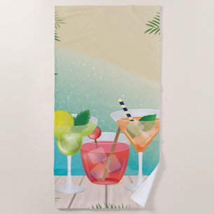 Tropical Beach Cocktails Towel