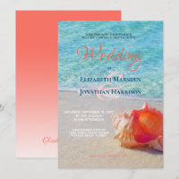 Tropical Beach Conch Shell Modern Ombre Wedding