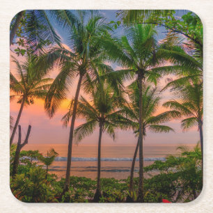 Tropical Beach   Corcovado National Park Square Paper Coaster