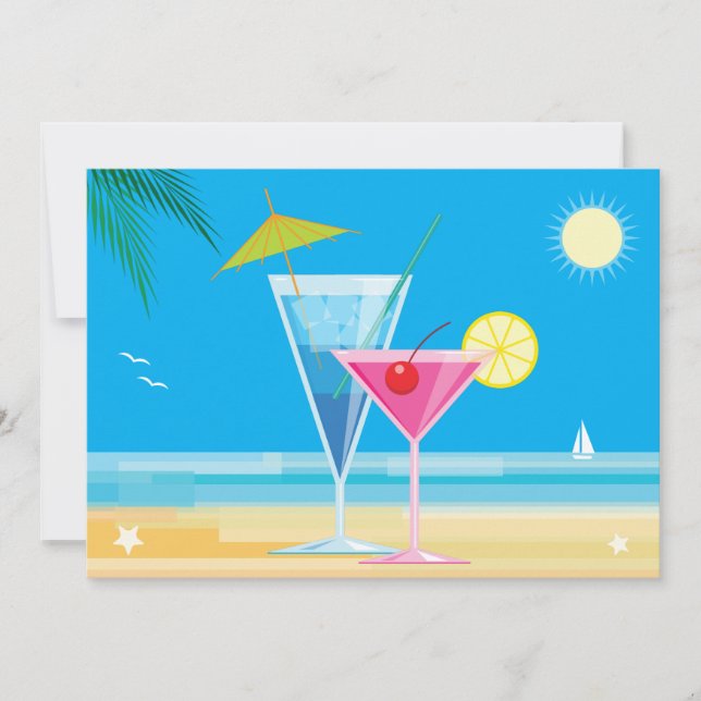 Tropical Beach Couple's Shower Invitation (Front)