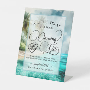 Tropical Beach Dancing Feet Flip Flop Wedding  Pedestal Sign
