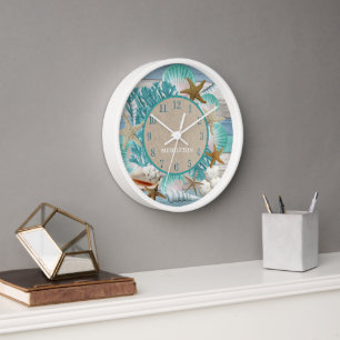 Tropical Beach Design Clock