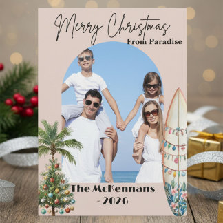 Tropical Beach Destination Christmas Card
