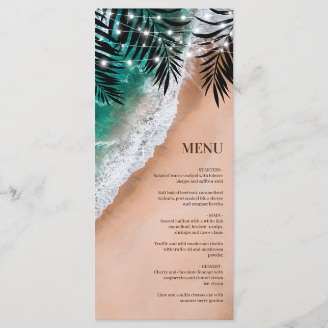 Tropical Beach Destination Menu (Front)