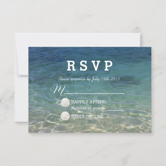Tropical Beach Destination Summer Wedding RSVP Card (Front)