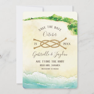 Tropical Beach Destination Watercolor Save The Date
